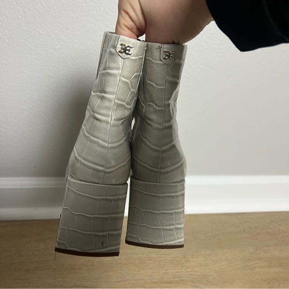 Sam Edelman Codie Croc Block Heel Square Toe Boots - Picture 6 of 11